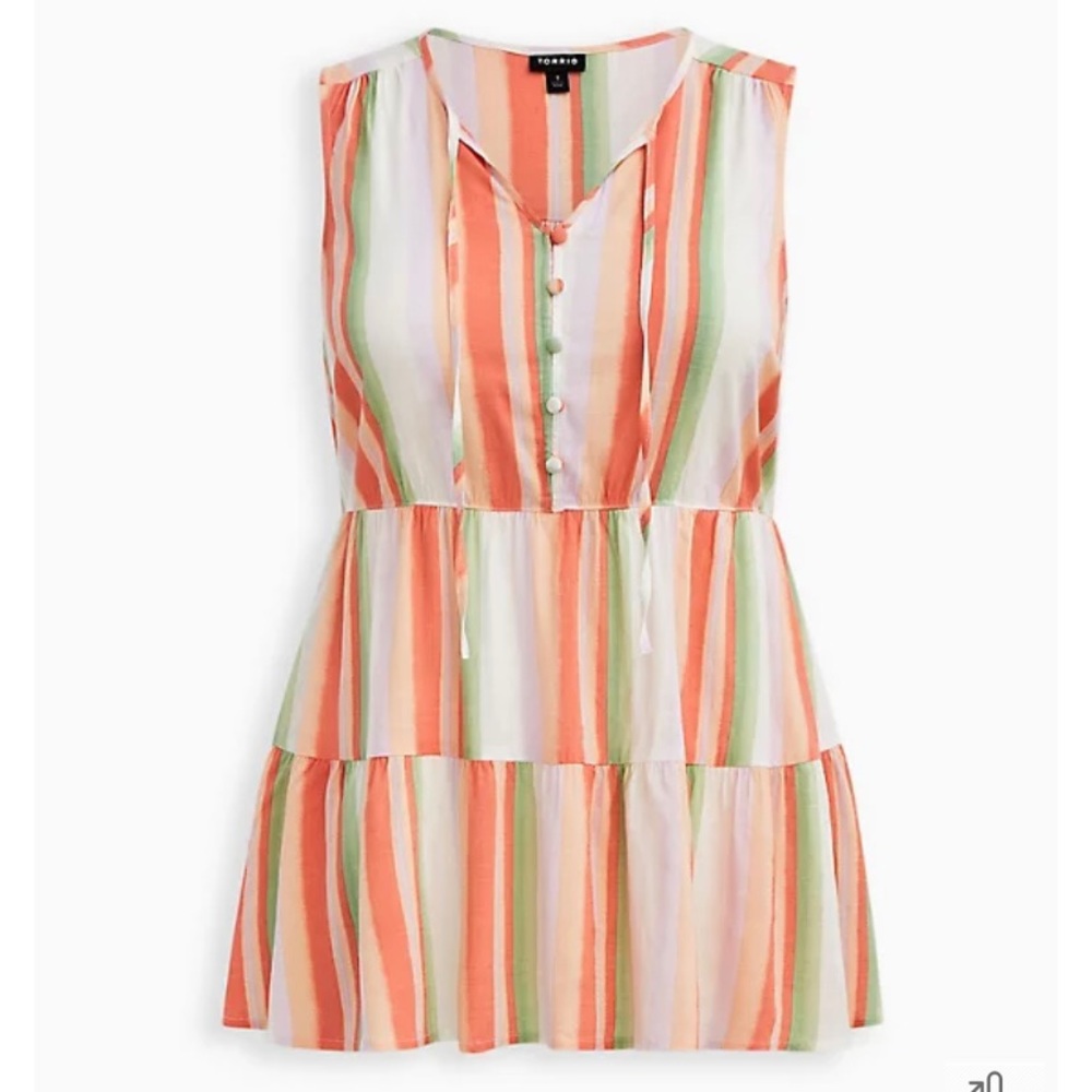 NWT torrid Striped Tiered Tank - Size 1 (14/16) - Orange/Peach/White - Picture 3 of 9